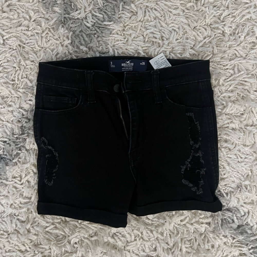 Black ripped denim shorts Hollister size 3
